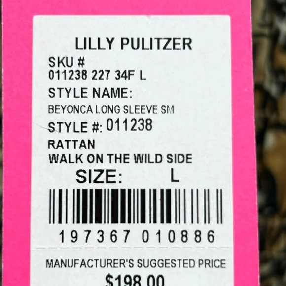 NWT Lilly Pulitzer Beyonca Long Sleeve Smocked in Rattan Walk on the Wild Side - Picture 2 of 6